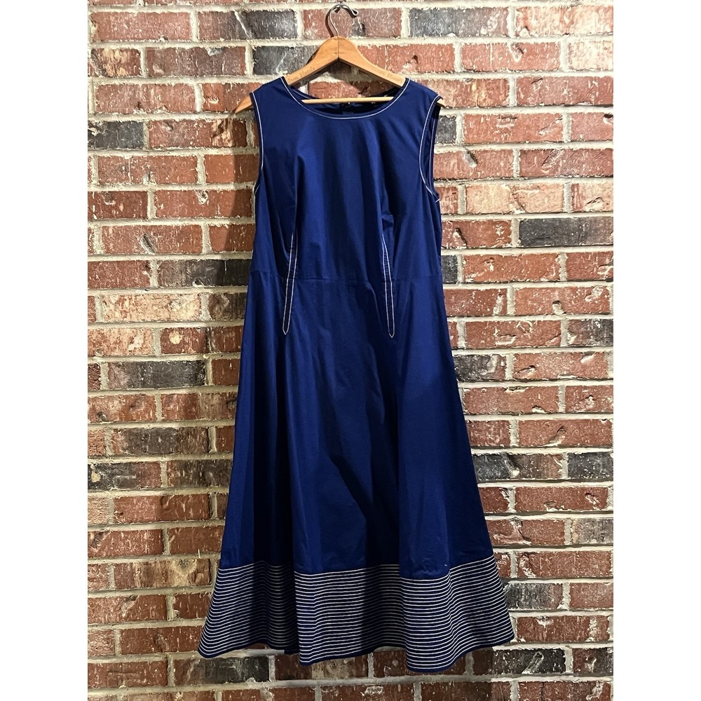 eShakti Women's Trapunto‎ Hem Stretch poplin midi Dress